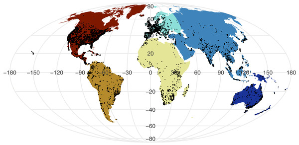 Global distribution of geo-tagged Flickr photos that appeared across all searches.