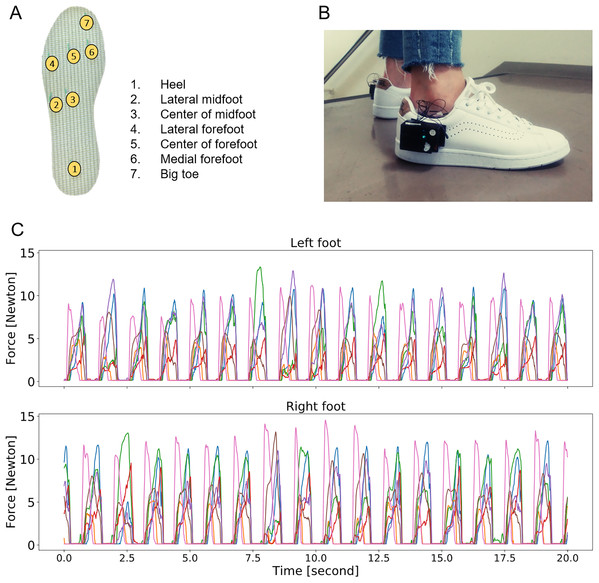 Overview of the smart-shoe prototype and the output.