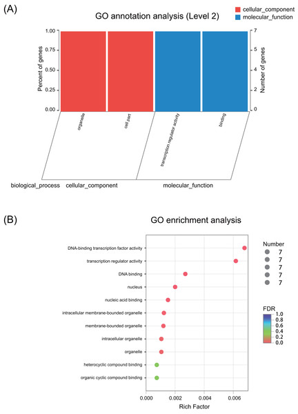 GO annotation and enrichment of the seven ERF genes.