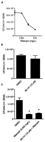 Rifampin bactericidal activity is not enhanced by ML141.