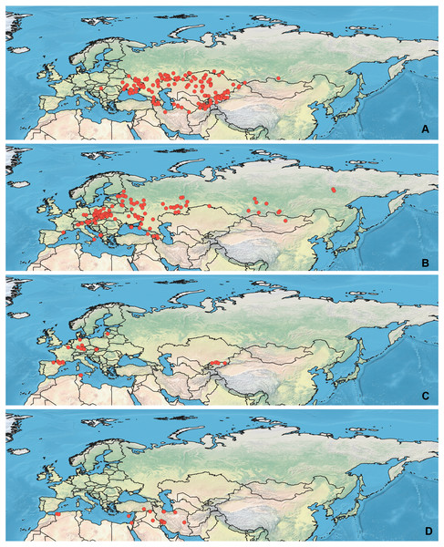 Maps of records used in the analysis.