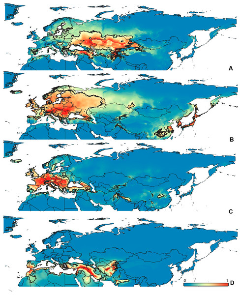 Geographical projections of the CR models.