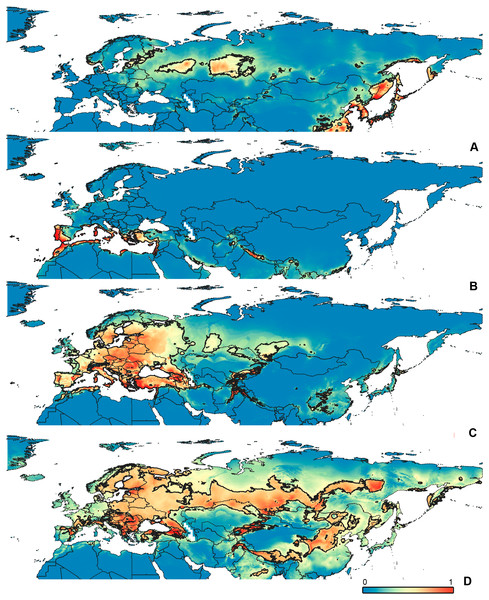 Geographical projections of the CR models.
