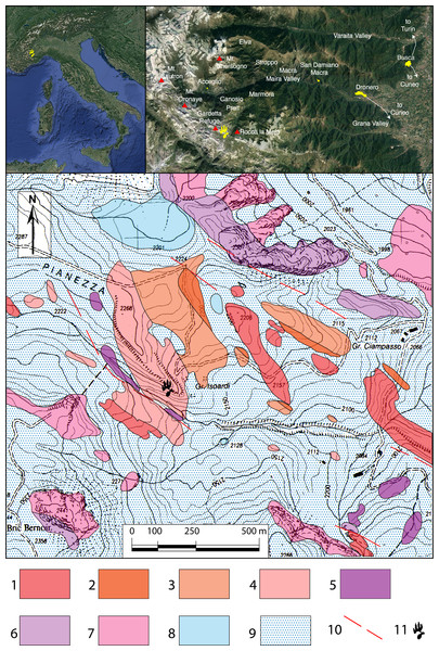 Geologic map of the Pianezza area.