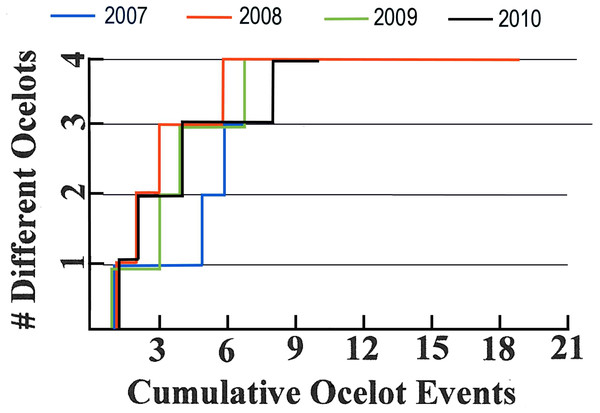 Ocelot accumulation charts for 2007–2010.