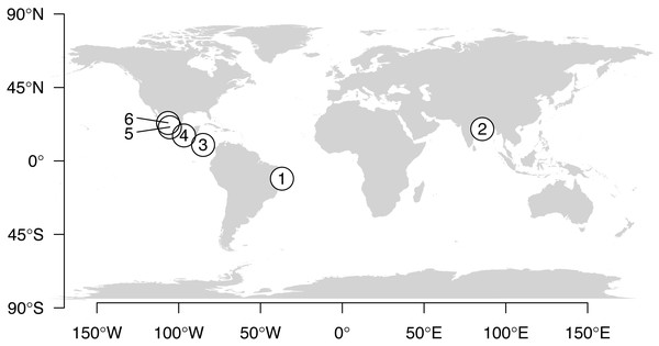Map showing locations of data collection.