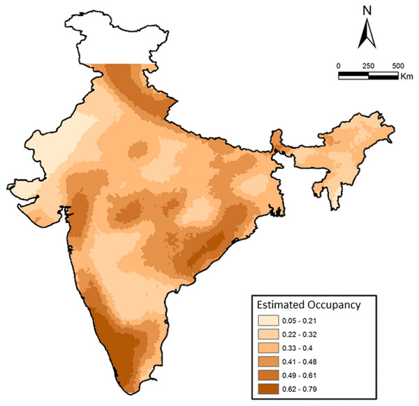 Patterns of leopard occurrence in India based on the analysis of questionnaire surveys.