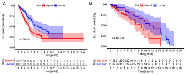 Prognostic risk assessment of integrated eight-hub genes for LUAD patients.