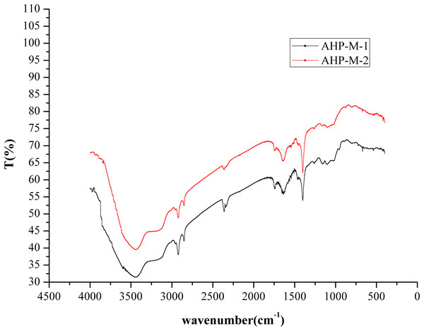 FT-IR spectra of AHP-M-1 and AHP-M-2.