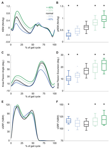 Gait biomechanics as a function of time.