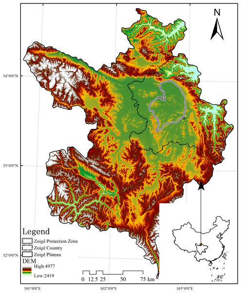 Location of the Zoigê Plateau wetland.