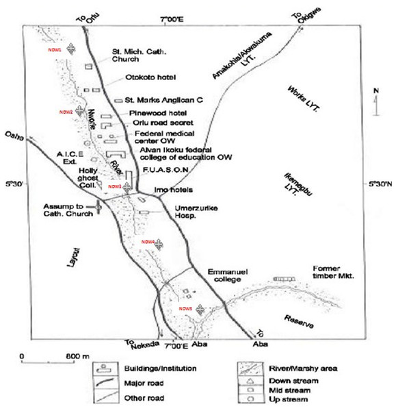 Map showing Nworie River (Chukwuma, Nwokedi & Noah, 2015 with slight modification).