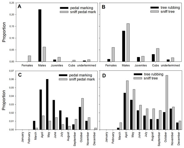 Proportion of the different behaviors.