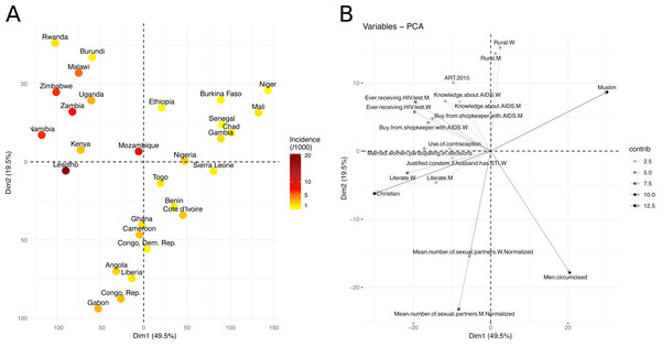 Visualization of the sociobehavioural similarity between SSA countries using PCA.