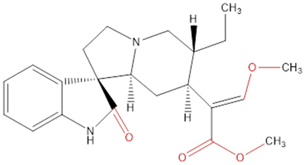 Chemical structure of hirsutine (MW = 368.47).