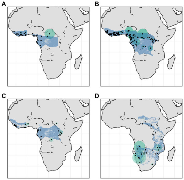 Distribution of African pangolins.