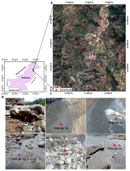 Map and images of the Tatta Pani hot spring.