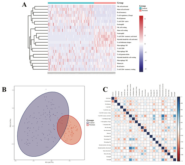 Assessment and visualization of immune cell infiltration.
