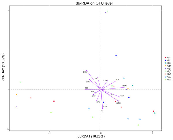 Distance-based redundancy analysis (db-RDA) for all groups.