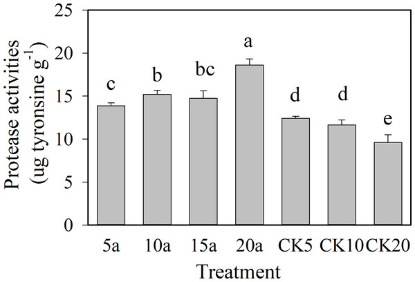 Changes of soil protease activities in long-term continuous cropping cotton field under straw incorporation.