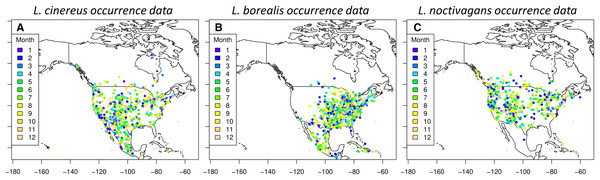 Occurrences used for species distribution models.