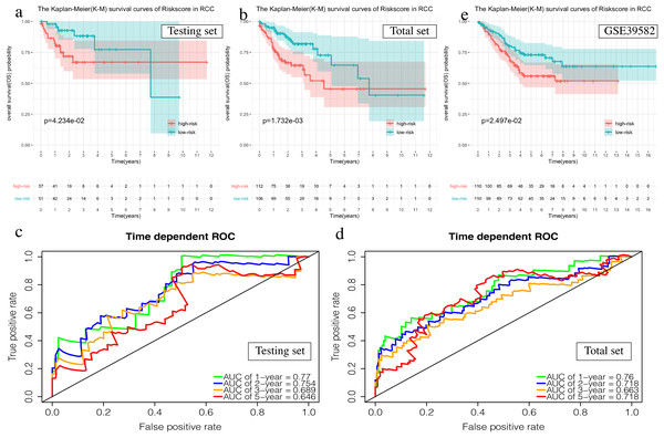 Validation of the prognostic signature of RCC.