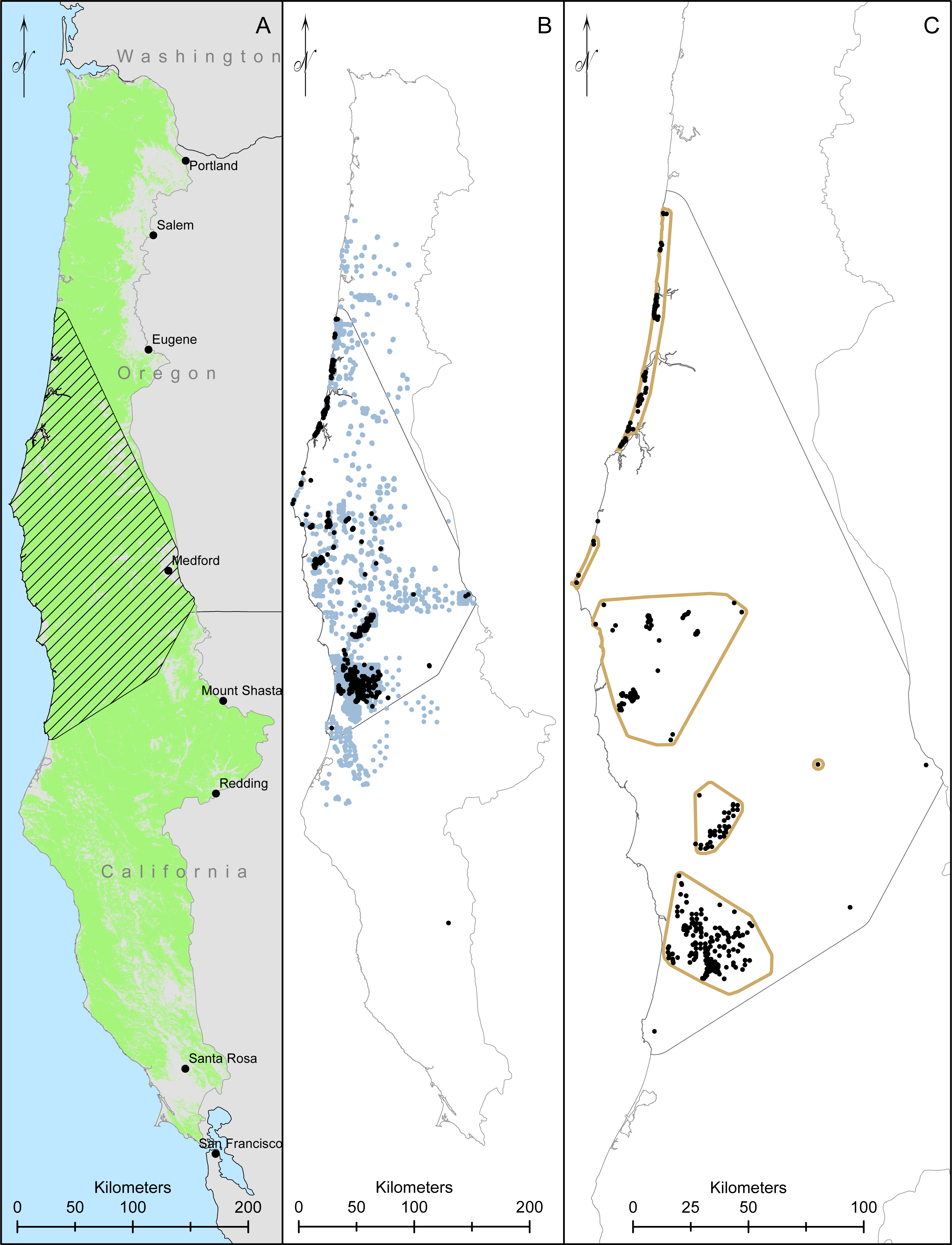Predicted distribution of a rare and understudied forest carnivore:  Humboldt marten (Martes caurina humboldtensis) [PeerJ]