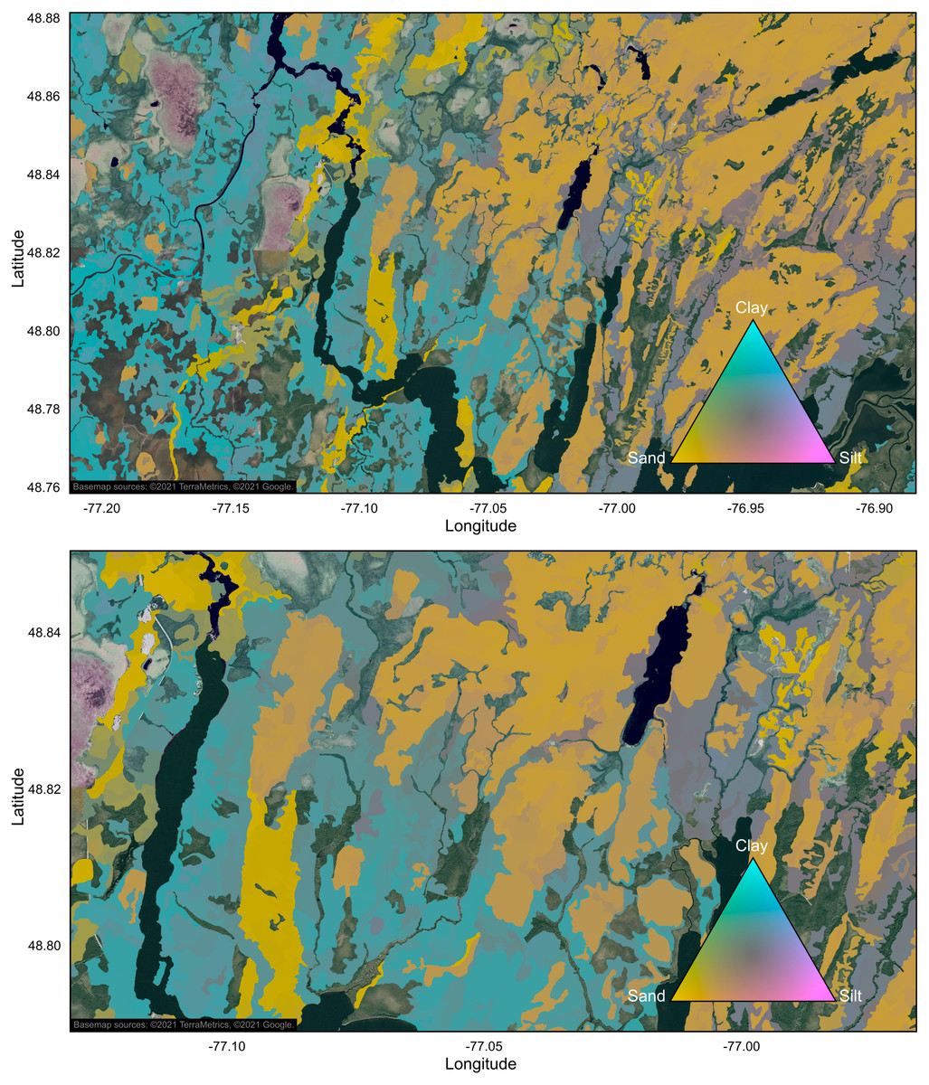 Digital mapping of soil texture in ecoforest polygons in Quebec, Canada