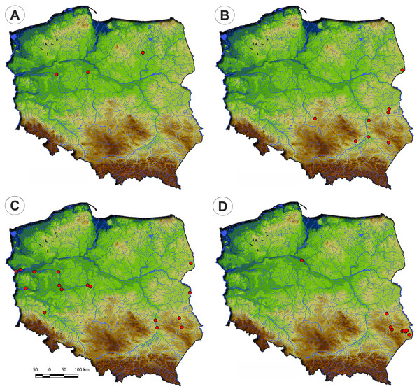 Distribution of plant communities of the Verbenion supinae alliance in Poland.