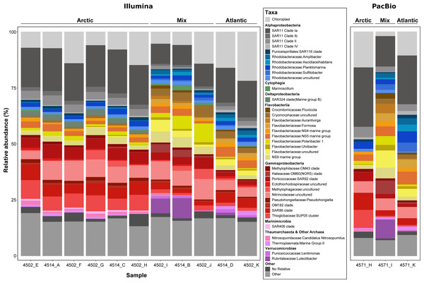 Phylogenetic composition of each metagenome sample derived from 16S rRNA gene sequences.