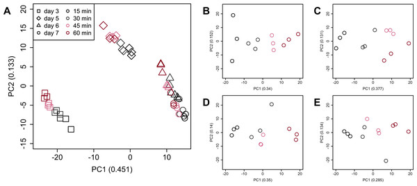 Score plot of principal component analysis (PCA) using PC1 and PC2.