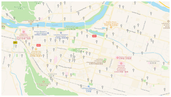 Layout of micro air quality monitoring stations in Lanzhou City (partial).