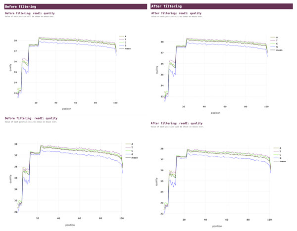 Fastp pre-processing report for a SARS-CoV-2 test dataset analyzed using VGEA.