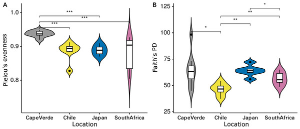 Influence of incubation location on alpha diversity.