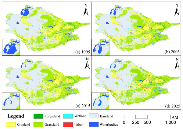 Spatial distribution of LULC changes in the Aral Sea Basin.