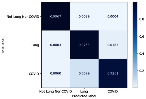 The visualization of confusion matrix for segmentation model-based SE ResNeXt and Unet++.