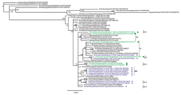 Phylogenetic tree for the neuraminidase (NA) gene.