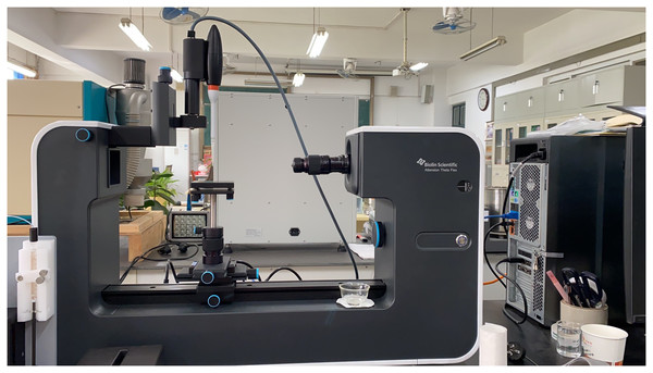 The optical tensiometer for measuring CA in this study.