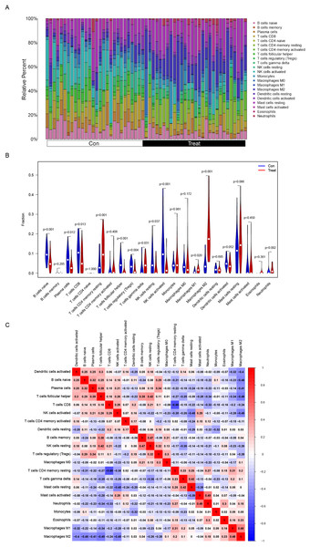 Distribution and visualization of immune cell infiltration.