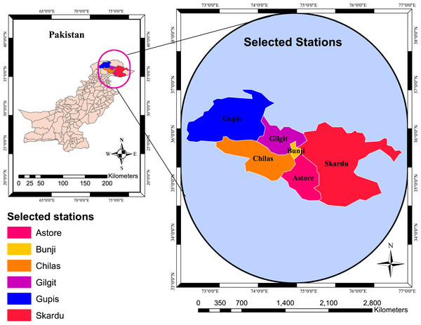 The selected stations.