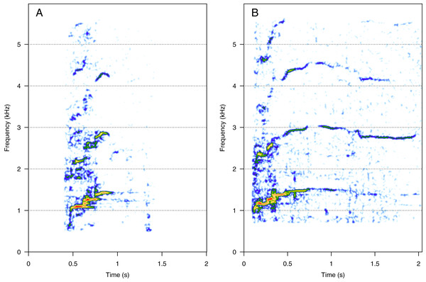 Spectrograms of high-frequency sounds (HF).