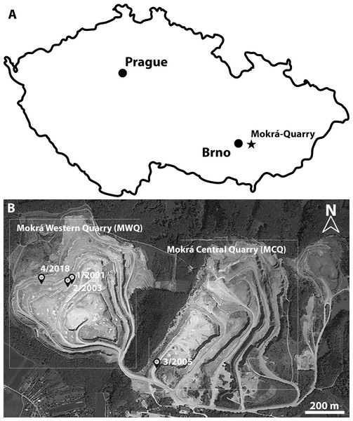 Location of Mokra-Quarry in Moravia, Czech Republic.
