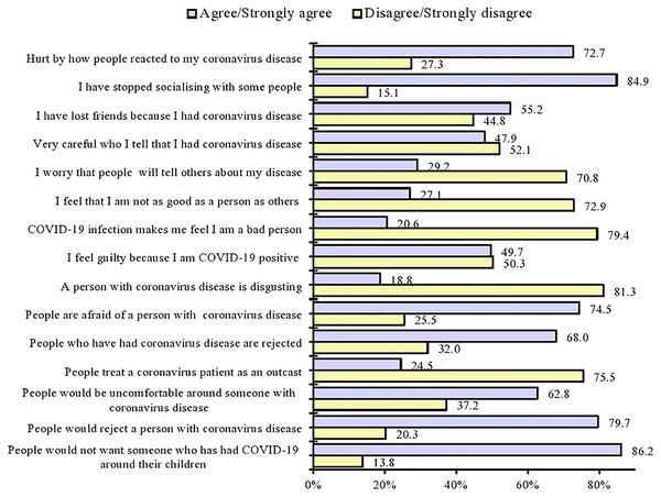 Individual responses to stigma-related items by the respondents.