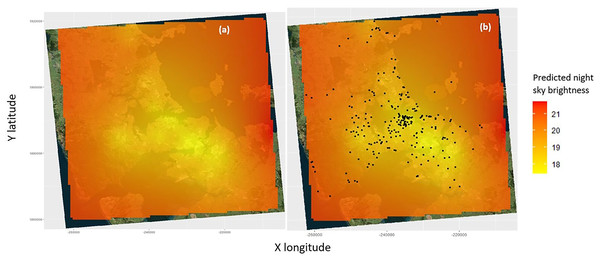 Heat map of the light pollution data in Auckland in 2016 (McNaughton et al., 2022).