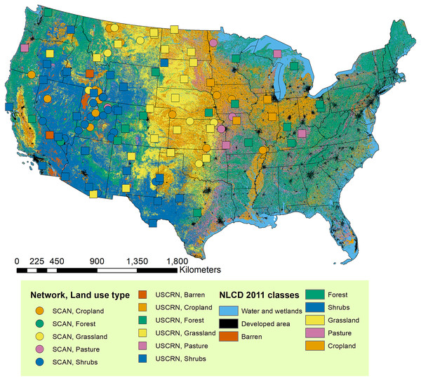 Stations with soil moisture calibration datasets used in this study.