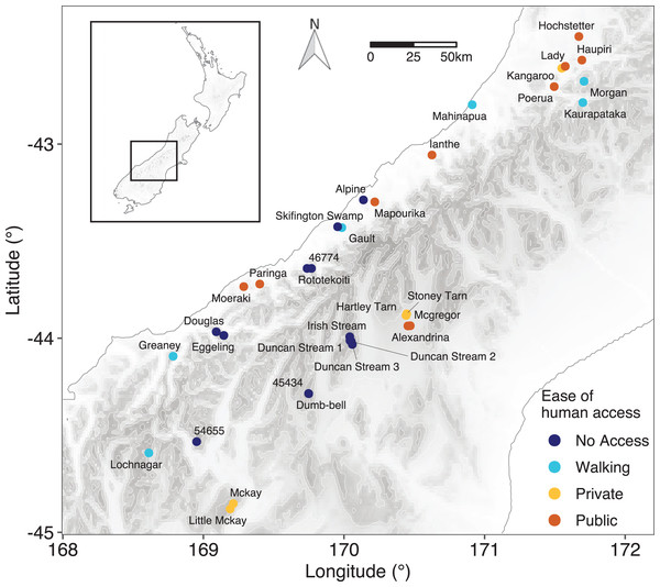 Location of the lakes sampled.