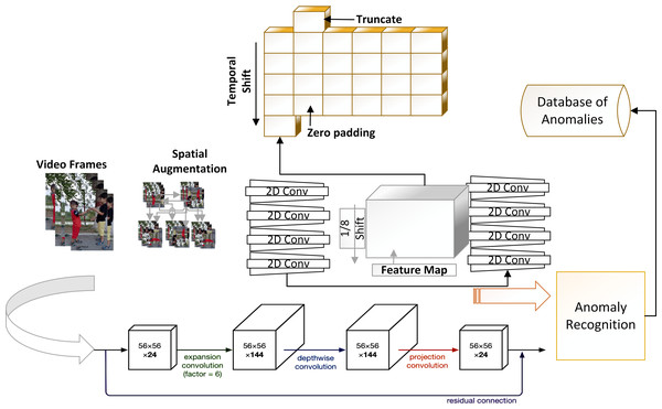 Proposed temporal based anomaly recognizer (TAR) framework with 2D MobileNetV2 baseline architecture.