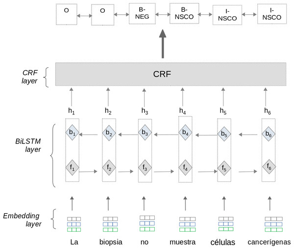 Negation and uncertainty detection using the BiLSTM-CRF model.