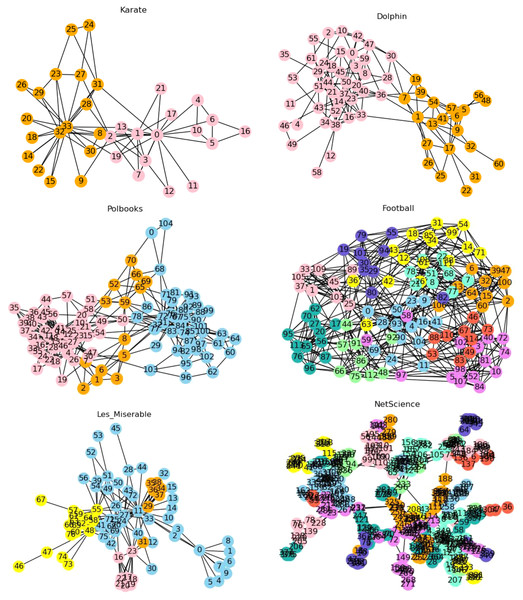 Community partition results of real networks.