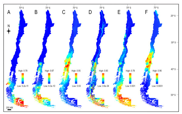 Ecological niche modeling for Chilean Radiodiscus spp. generated using MaxEnt.